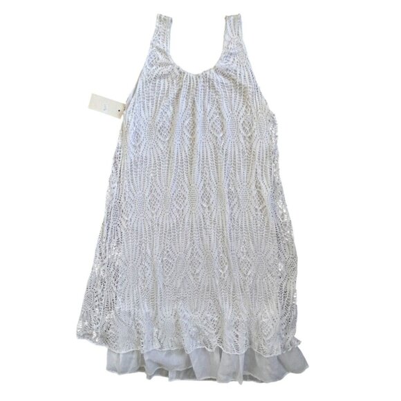 Women's White Shift Tank Dress Lined Stretched Sleeveless Made In Italy S/M - Picture 4 of 15